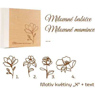 GEDEON Fotoalbum 10x15 200 foto Wood white GRAVÍR Rozměr: Rozměr nad 225 cm2, Motiv gravíru: Motiv květiny "X" + text