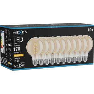 Mexen Vintis 10x крушка с нажежаема жичка спирала LED E27, G80, 2W, Топла - 2200K, 170 lm, (L165-E27-0222-50x10)