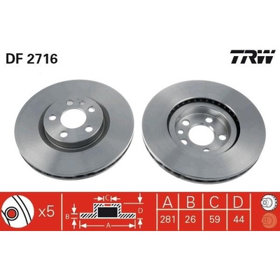 TRW Brzdový kotúč vetraný Ø281mm DF2716