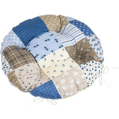 Bellatex Adela prešívaný okrúhly Patchwork modrá 40 x 40 cm