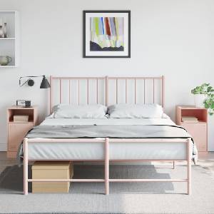 vidaXL Нощни шкафчета, 2 бр, розови, 34, 5x39x62 см, стомана (841766)