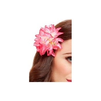 Havajský růžovobílý květ do vlasů