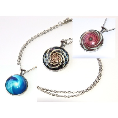 Fashion Jewerly Řetízek amulet galaxie nebula, nekonečnost vesmíru, fibonacci, spirála, vortex 3187