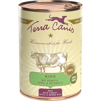 Terra Canis Стойностна опаковка: 12x400g мокра храна за кучета Terra Canis Classic говеждо с моркови, ябълка и кафяв ориз