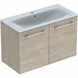 Geberit Комплект висящ шкаф и мивка Geberit Selnova, светъл орех, 2 врати, 100 см (501.263.00.1)