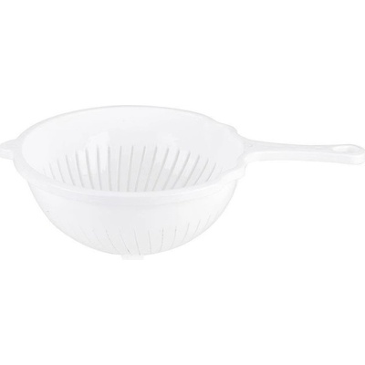 Cedidlo plastové s rukoväťou 21 cm biela