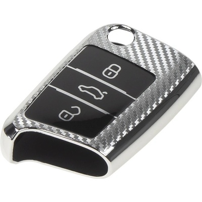 Klíčenka TPU obal pro klíč Škoda, VW, Seat, carbon silver