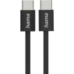 Hama Кабел за зареждане Hama USB-C към USB-C, 1 m, найлонов, черен (HAMA-195002)