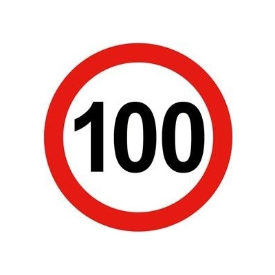 Nejvyšší omezená/konstrukční rychlost vozidla 100 km, bezpečnostní tabulka, samolepka - kruh 10 cm – Zboží Dáma