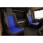 Комплект 1+1 тапицерия от еко кожа за man tgx euro 6 2021+ - синьо-черно
