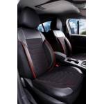 Carmart 3D Тапицерия за седалки кожена Streetech Carbon - черна с червени кантове