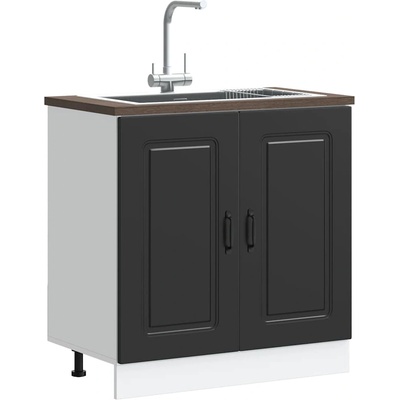 vidaXL Шкаф за мивка, Kalmar, черен, 80x46x81, 5 см, инженерно дърво (853448)