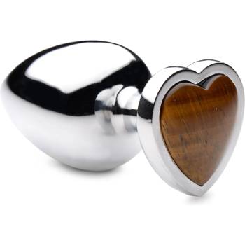 Image 1 of Booty Sparks Gemstones Tiger Eye Heart Anal Plug Large