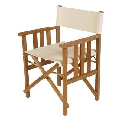 Barlow Tyrie Teakové skládací jídelní křeslo Safari, 60 x 50 x 81 cm, venkovní látka Sunbrella white sand