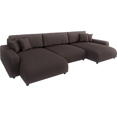 ROPEZ Кафяв ъглов диван с място за съхранение от рипсено кадифе Sara - Ropez (Sara Narożnik U z f.spania tk. Lincoln 29)