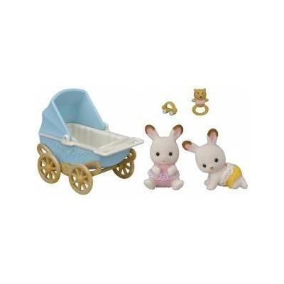 EPOCH Sylvanian Families | Baby cart with Rabbits with Chocolate Ears 5432
