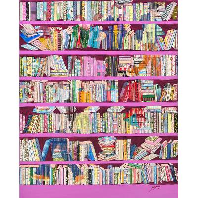 Plagát, Obraz - Vibrant Pink Bookshelves, Jukyong Park, 30 × 40 cm