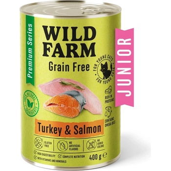 WILD FARM Premium Grain Free Turkey and Salmon Junior 400g - беззърнена храна за котенца