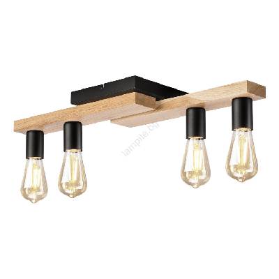 Полилей за повърхностен монтаж MATTE 4xE27/15W/230V черен/дъб (LA50287)