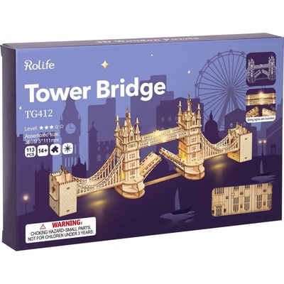 Robotime Rolife Svítící 3D dřevěné puzzle Tower Bridge 113 ks