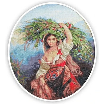 Image 1 of Luca-S Италианка с цветя - гоблен със схема 1: 1 (aida 25 каунта)