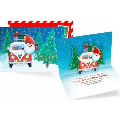 kukartka Vyskakovacia pohľadnica s obálkou - Vianoce "HO HO HO" PU-012