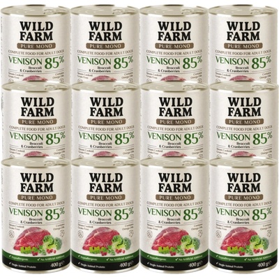 Wild Farm Pure Mono Jelen brokolice a brusinky 12 x 400 g