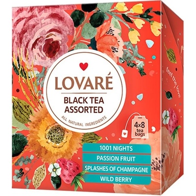 LOVARÉ Kolekce čajů Black Tea Assorted 32 sáčků