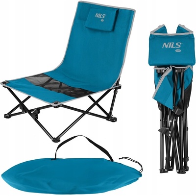 Skládací plážové křeslo NILS Camp NC3306 modré/šedé