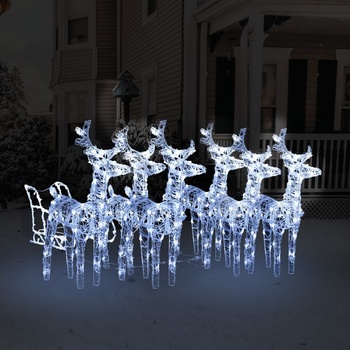 Shumee Vianočná dekorácia so sobmi a saňami 320 LED akryl