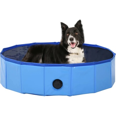 vidaXL Сгъваем басейн за кучета, син, 80x20 см, PVC (170825)