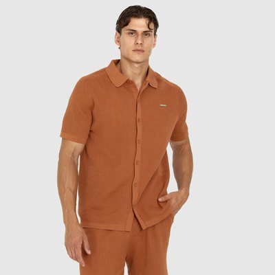 Iron Aesthetics Vibe pánska pletená košeľa rusty oranžová
