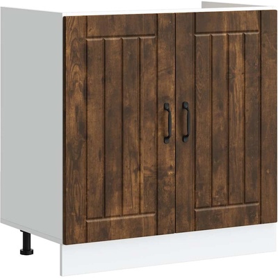 vidaXL Шкаф за мивка, Lucca, опушен дъб, инженерно дърво (853692)