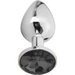 X Fun Метално дилдо Butt Plug "SILVER CRYSTAL BLACK" 7 см Размер-S