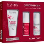 Biotrade Acne Out Комплект - Активен лосион, хидратиращ крем, измивен гел, 2 х 20 + 50 ml (Лимитирано)