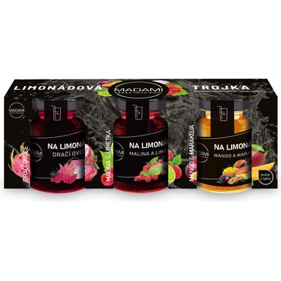 Madami Ovoce na Limonádu Dračí ovoce a Malina a limetka a Mango a Marakuja 3 x 60 g
