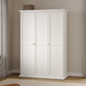 Трикрилен гардероб Paris Бял