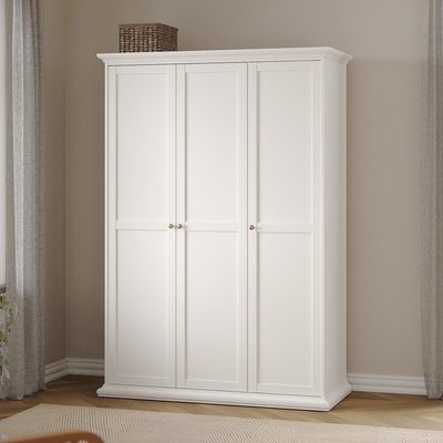 Трикрилен гардероб Paris Бял