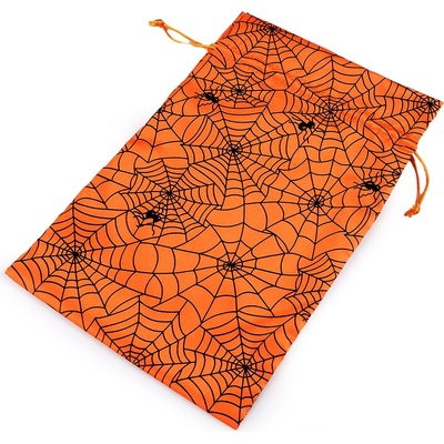 Dárkový pytlík pavučina / Halloween 20x31 cm saténový Varianta: 1 oranžová černá, Balení: 1 ks 58049/148019/267158
