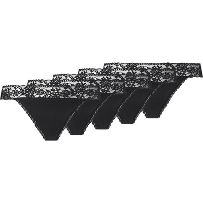 esmara Dámské kalhotky s krajkou Tanga 5 kusů černá – Hledejceny.cz