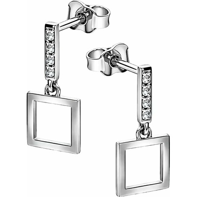 Zlaton Náušnice bílé zlato s kameny visací 1.2cm 0.8g 000452311235
