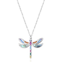 Agato Strieborný náhrdelník vážka s farebnými zirkónmi AGT-N040C