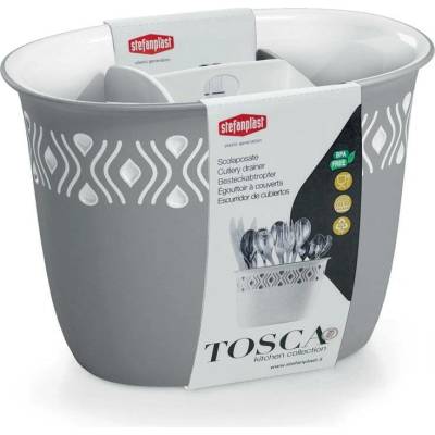 STEFANPLAST Odkapávač na příbory Tosca bílý/šedý