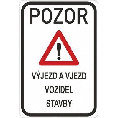 Dopravní značka IP22-Výjezd a vjezd vozidel stavby Dopravní značka 500x700 mm – Sleviste.cz