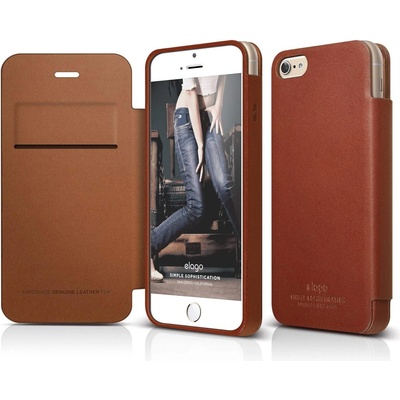 elago S6 Leather Flip Case Limited Edition - луксозен кожен калъф от естествена кожа + HD покритие за iPhone 6, iPhone 6S