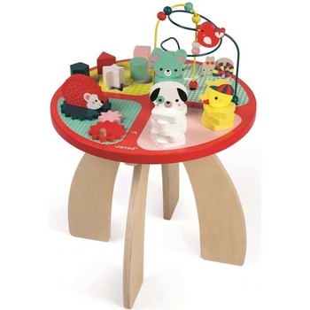 Janod - Детска дървена маса с активности - Горски бебета животни (J08018)