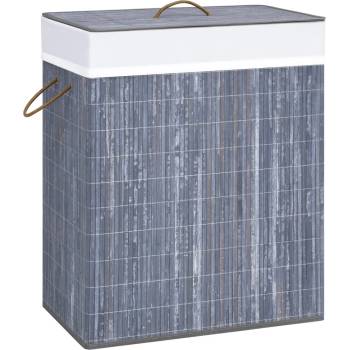 Image 1 of vidaXL Бамбуков кош за пране с 2 секции, сив, 100 л (320742)