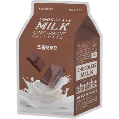 A'Pieu Chocolate Milk One-Pack vyhlazující jednorázová bavlněná maska s extrakty mléka a kakaa 21 g
