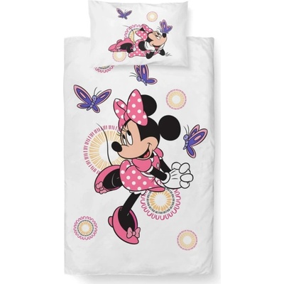 Carbotex Bavlnená posteľná bielizeň Minnie a motýle 100 x 135 cm 40 x 60 cm