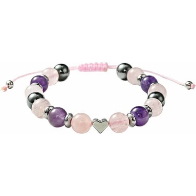 Nefertitis Ametyst, růženín a hematit náramek stahovací NF48890